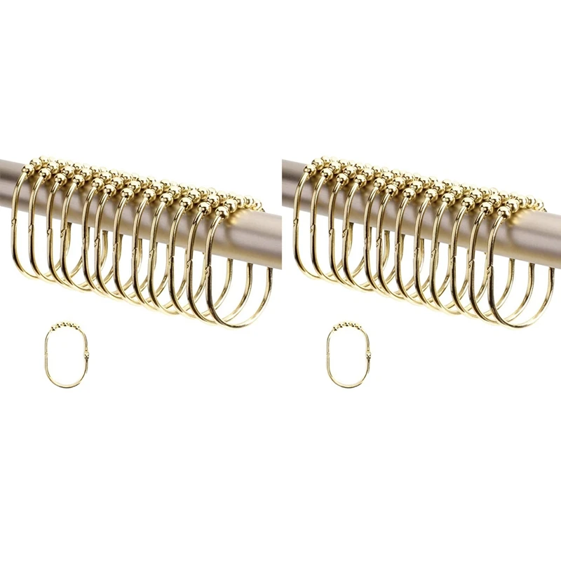 24 Pack Wide Shower Curtain Rings Hooks Set,Decorative Chrome Finish,Easy Glide Rollers,Rings For Shower Rods,Gold
24 Pack Wide Shower Curtain Rings Hooks Set,Decorative Chrome Finish,Easy Glide Rollers,Rings For Shower Rods,Gold