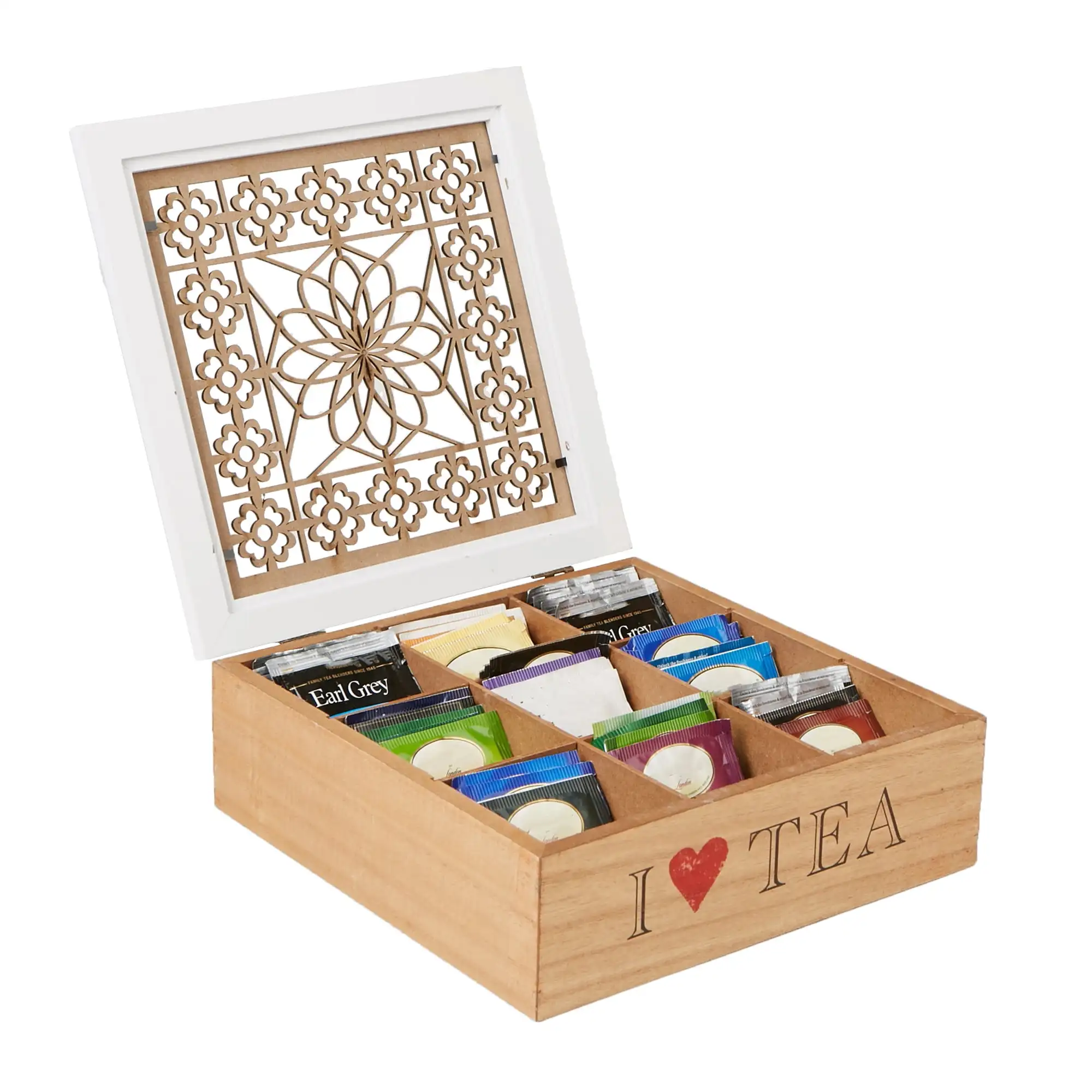 Single Serve Pouch Divided Tea Box Storage Holder with Wood Floral Pattern, Brown Storage Organizer 9 Storage Compartments
Single Serve Pouch Divided Tea Box Storage Holder with Wood Floral Pattern, Brown Storage Organizer 9 Storage Compartments