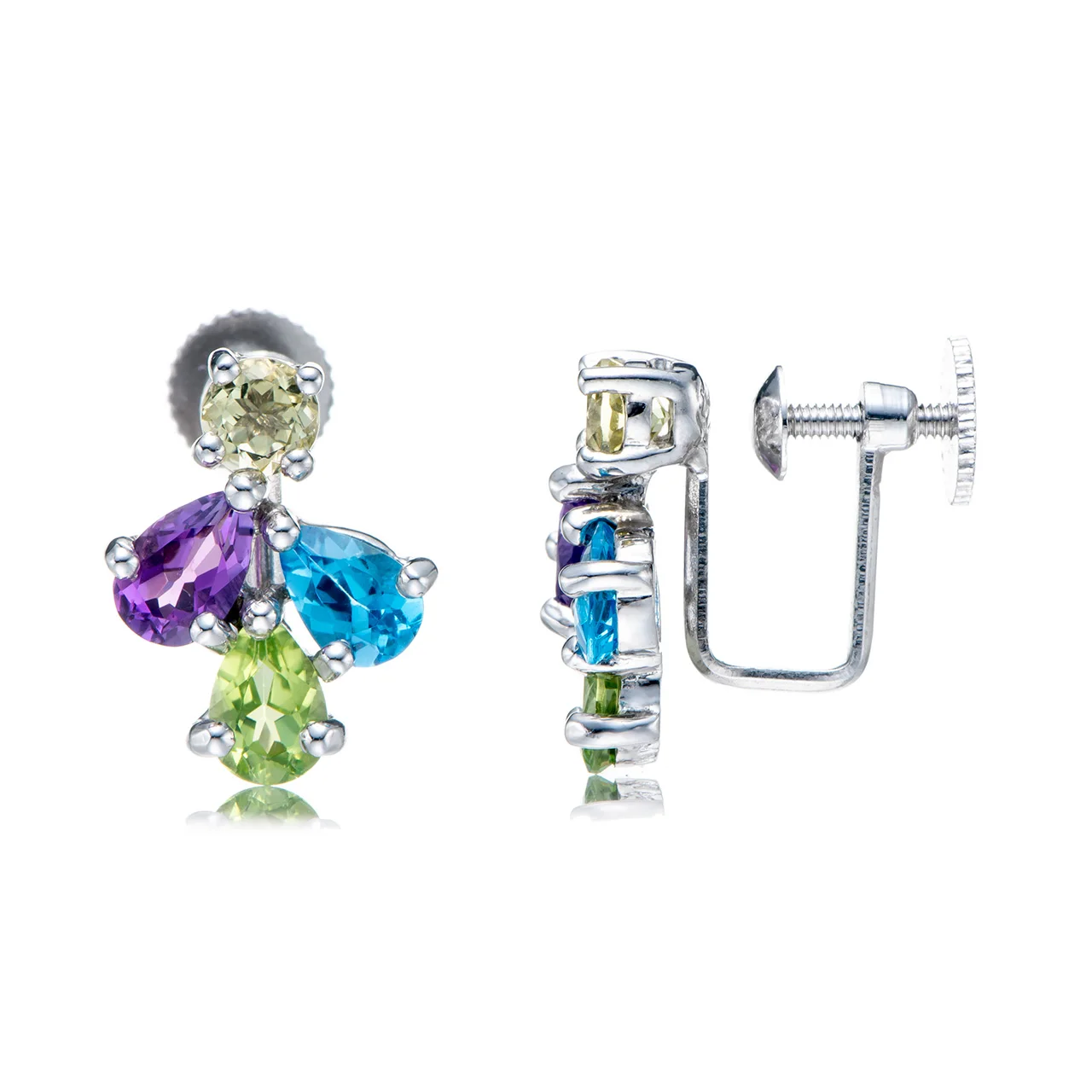 Yellow Lemon Quartz,Swiss Blue Topaz,Peridot,Amethyst Rhodium Over Sterling Silver Earrings 3.04ctw
Yellow Lemon Quartz,Swiss Blue Topaz,Peridot,Amethyst Rhodium Over Sterling Silver Earrings 3.04ctw