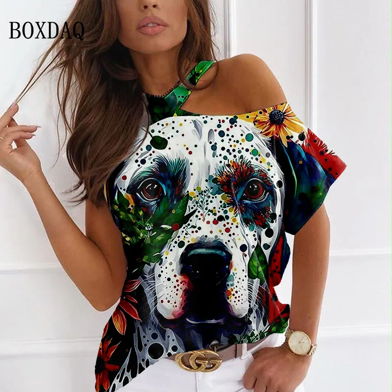 2023 Fashion Women's T Shirt Sexy Off Shoulder Pet Dog 3D Print Shirts Loose Casual Short Sleeve O-Neck Summer Tops Tee Shirt
2023 Fashion Women's T Shirt Sexy Off Shoulder Pet Dog 3D Print Shirts Loose Casual Short Sleeve O-Neck Summer Tops Tee Shirt