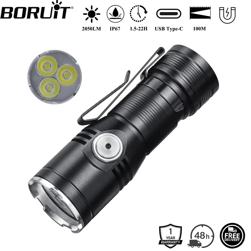 BORUiT ET15 фонарик 2050LM
BORUiT ET15 фонарик 2050LM