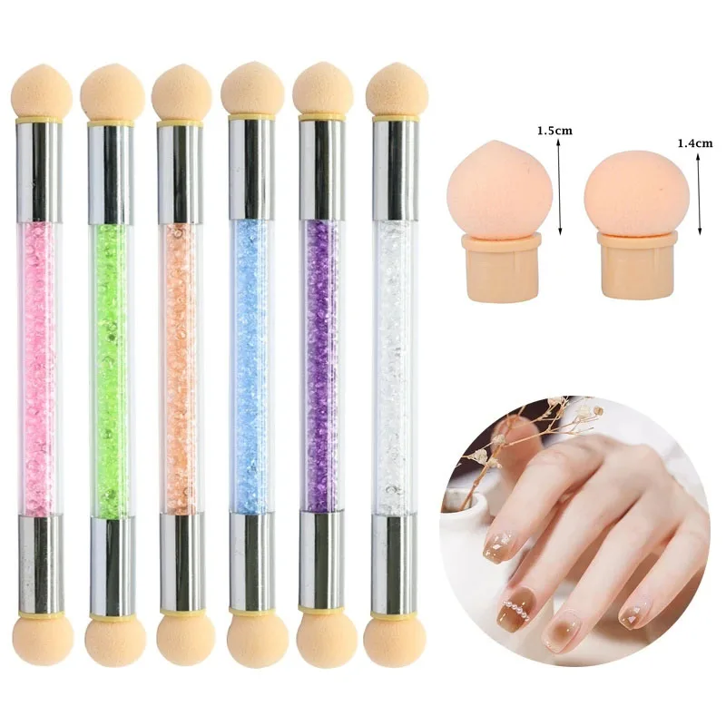 Double-ended Nail Art Painting Tool Gradient Shading Pen Nail Dotting Brush Sponge Head Rhinestone Handle Nails Art Brush Kit 
Double-ended Nail Art Painting Tool Gradient Shading Pen Nail Dotting Brush Sponge Head Rhinestone Handle Nails Art Brush Kit