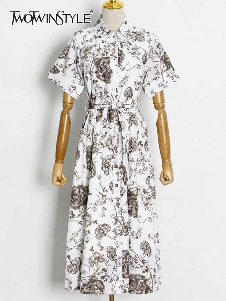 TWOTWINSTYLE Hit Color Vintage Prinrt Floral Dress For Women Short Sleeve High Waist Belt Dresses Female 2022 Spring Fashion New
TWOTWINSTYLE Hit Color Vintage Prinrt Floral Dress For Women Short Sleeve High Waist Belt Dresses Female 2022 Spring Fashion New