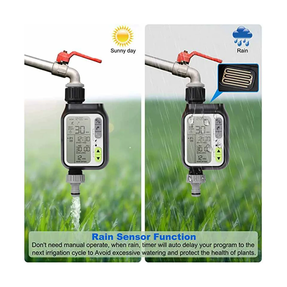 Automatic IRRIG System Garden Water Timer with Rain Sensor 3 Timing Programs Waterproof Irrigation Controller US Type
Automatic IRRIG System Garden Water Timer with Rain Sensor 3 Timing Programs Waterproof Irrigation Controller US Type