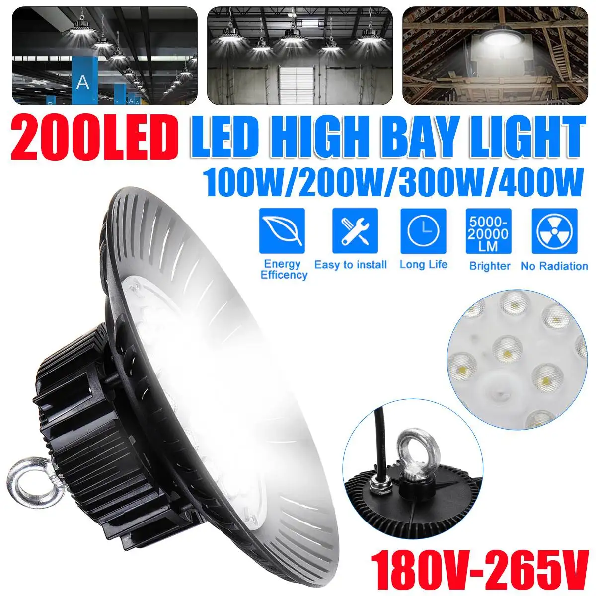 LED High Bay Light 200W 300W 400W 6500K High Brightness Industrial Lighting Workshop Warehouse Garage LED UFO Lamp AC180-260V
LED High Bay Light 200W 300W 400W 6500K High Brightness Industrial Lighting Workshop Warehouse Garage LED UFO Lamp AC180-260V