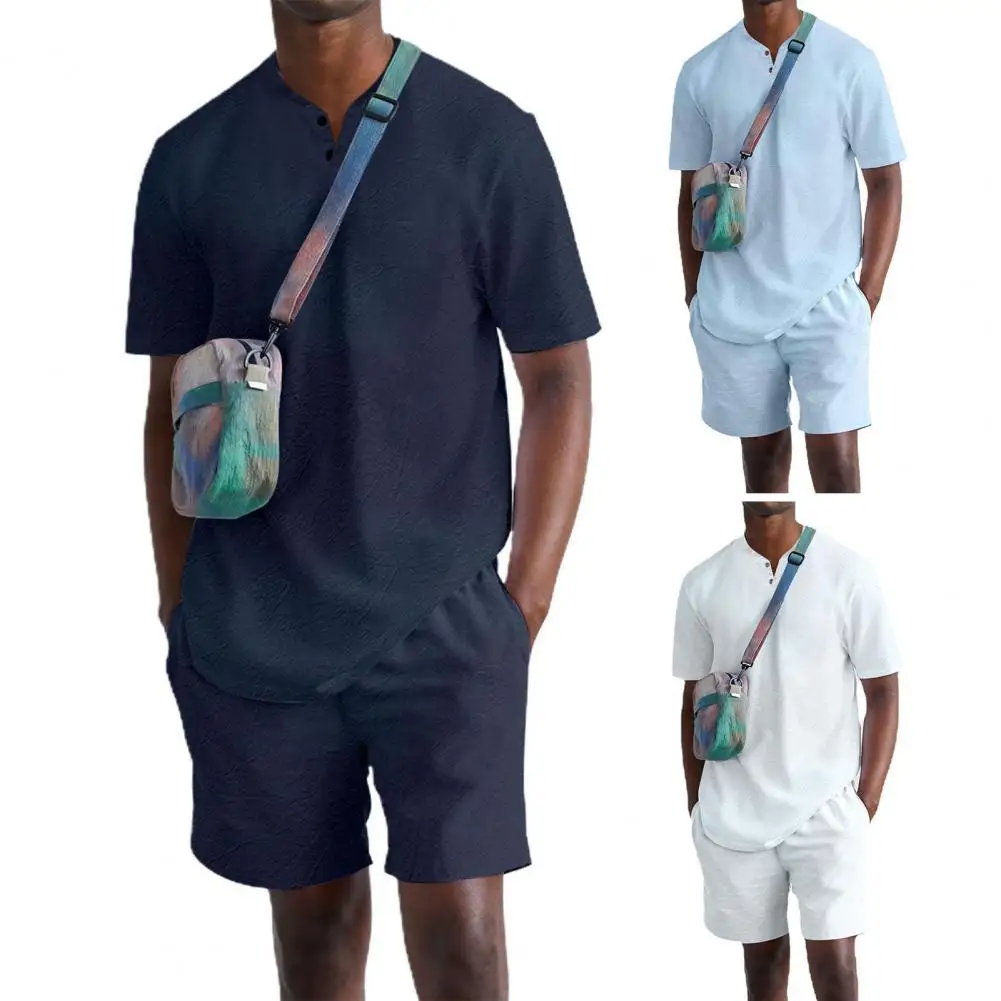 Elastic Waists 2 Pcs/Set Fabulous Breathable Button Summer Tracksuit Two-piece Men Top Pants Set Casual for Work
Elastic Waists 2 Pcs/Set Fabulous Breathable Button Summer Tracksuit Two-piece Men Top Pants Set Casual for Work