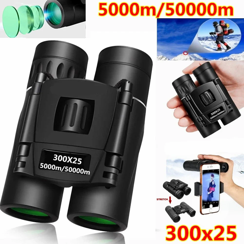 300x25 HD Powerful Binoculars 5000M Long Range Folding Mini Telescope BAK4 FMC Optics For Hunting Sports Outdoor Camping Travel
300x25 HD Powerful Binoculars 5000M Long Range Folding Mini Telescope BAK4 FMC Optics For Hunting Sports Outdoor Camping Travel
