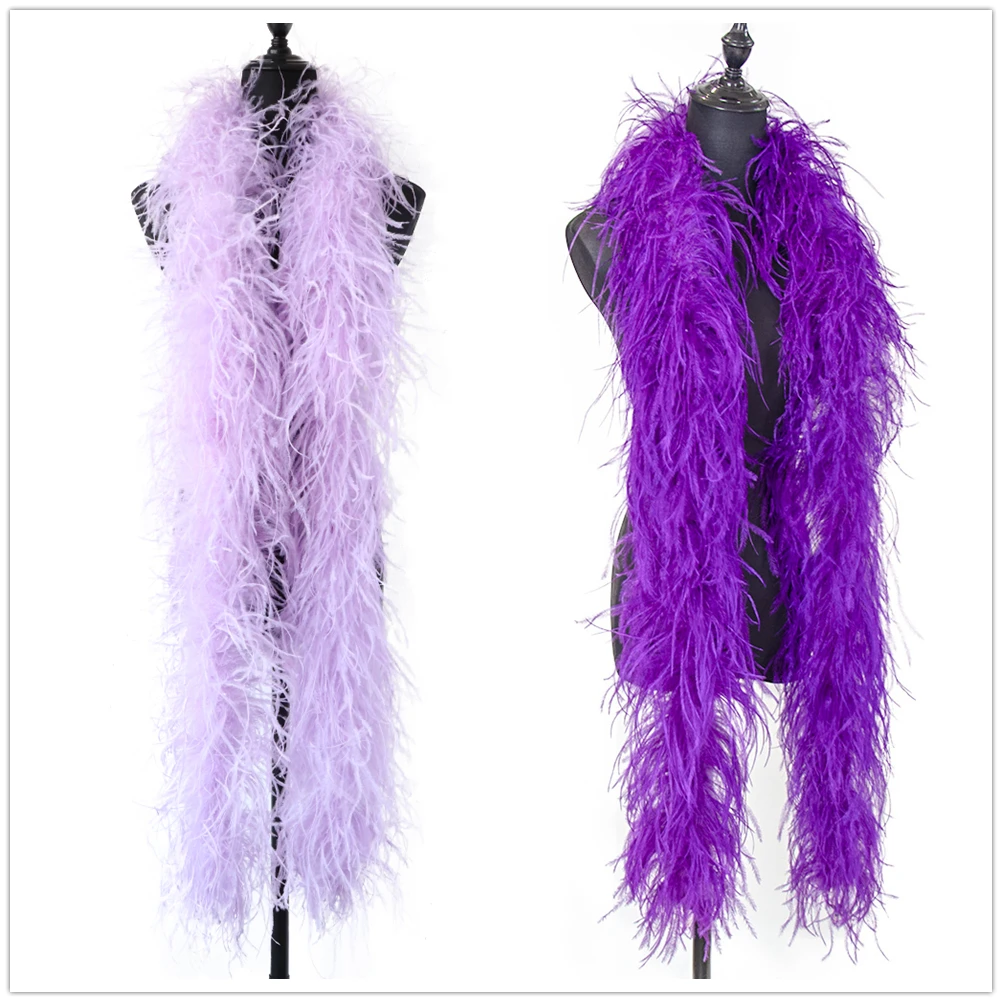 

Пурпурное страусиное перо, 2 м, боа, отделка, 6-слойная плюшевая шаль для костюма, свадебного платья, карнавала, вечеринки, украшение одежды