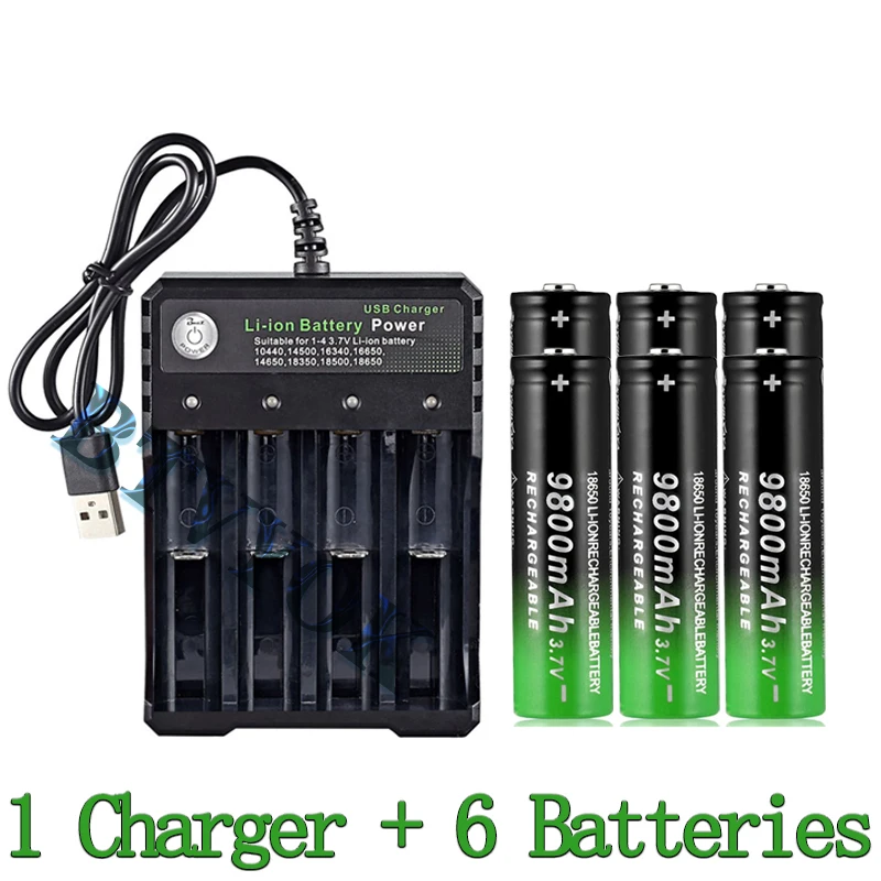 New 3.7V Li-Ion 9800mAh Large Capacity Rechargeable 18650 Battery for LED Torch + 4 Slot Smart Charging USB Charger
New 3.7V Li-Ion 9800mAh Large Capacity Rechargeable 18650 Battery for LED Torch + 4 Slot Smart Charging USB Charger