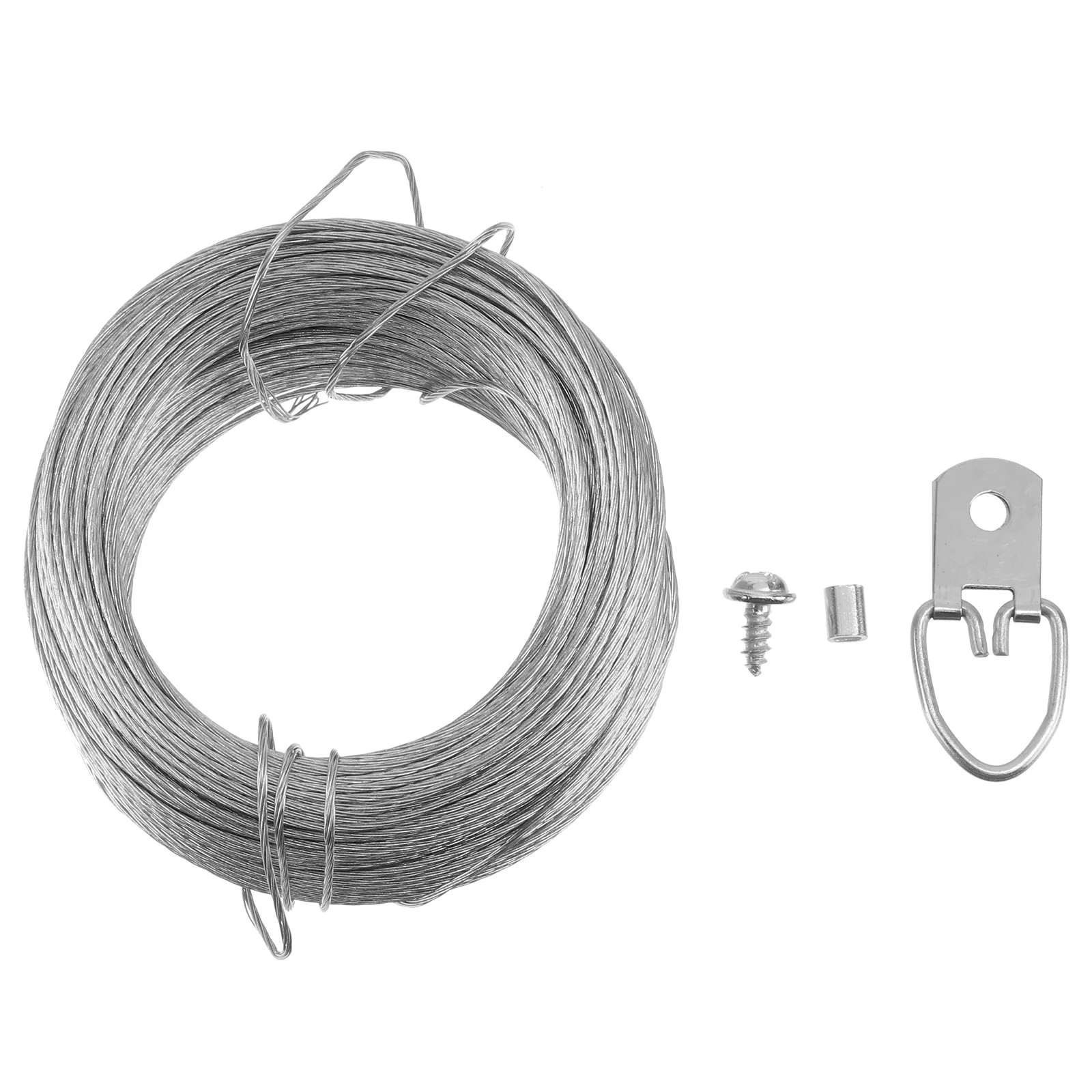 

Picture Hanging Wire, D Ring Picture Hangers with Screws and Wire ( 20m Wire Rope+ 20 Sets of Rings )