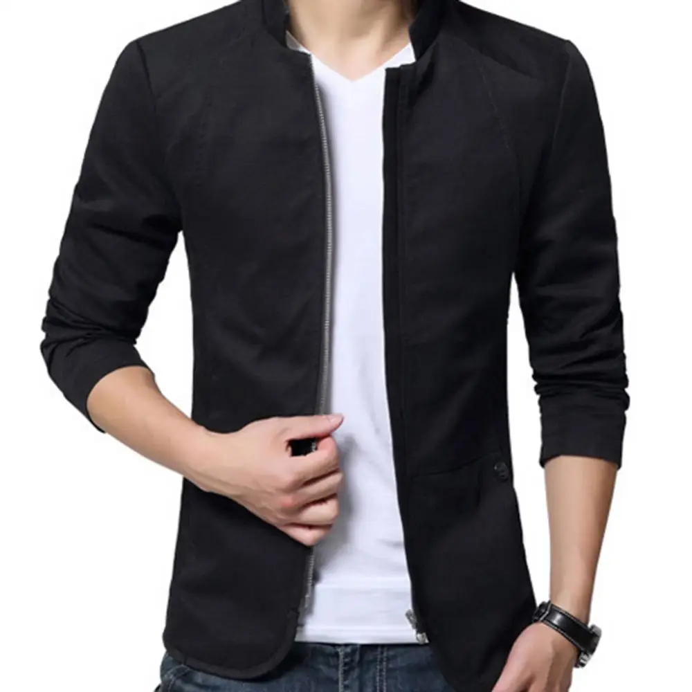 Casual Men Blazer Spring Autumn Stylish Business Casual Jacket Solid Color Stand Collar Zipper Pockets Thin Slim Blazer Coat
Casual Men Blazer Spring Autumn Stylish Business Casual Jacket Solid Color Stand Collar Zipper Pockets Thin Slim Blazer Coat