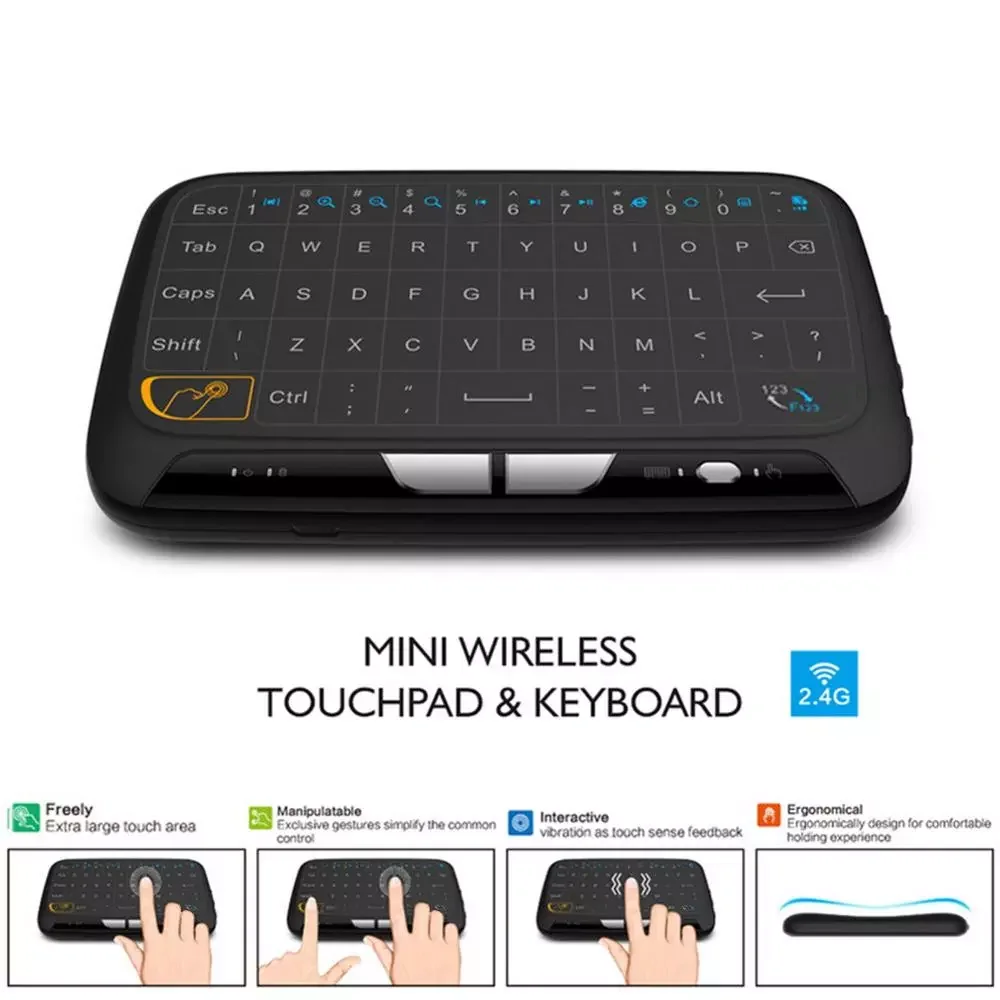 

H18 2.4Ghz Mini Wireless Keyboard USB Full Screen Large Touchpad Air Mouse For Windows & Android System Hot sale