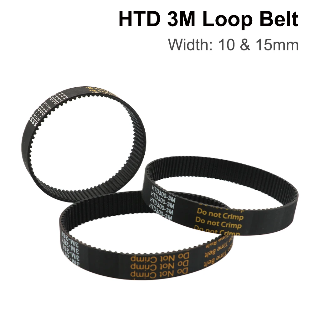 

HTD 3M Loop Belt Width 10&15mm Belt Rubber Timing Belt Various Transmission for CO2 Laser Engraving Machine / 3D Printer