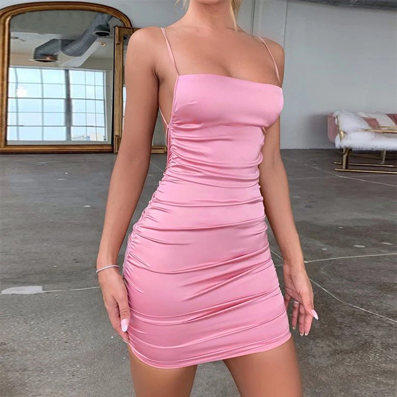 SUOTF NEW style Party Dress sexy Strap Mini Satin Dress Women Sexy Backless Cross Bandage Bodycon Slim fit women Dress
SUOTF NEW style Party Dress sexy Strap Mini Satin Dress Women Sexy Backless Cross Bandage Bodycon Slim fit women Dress