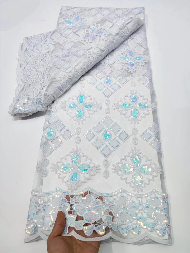 French Latest Pure White Mesh Sequins Lace 5 Yards Fabric African High Quality Tulle Fabric For Nigeria Wedding Prom Dress Sew
French Latest Pure White Mesh Sequins Lace 5 Yards Fabric African High Quality Tulle Fabric For Nigeria Wedding Prom Dress Sew