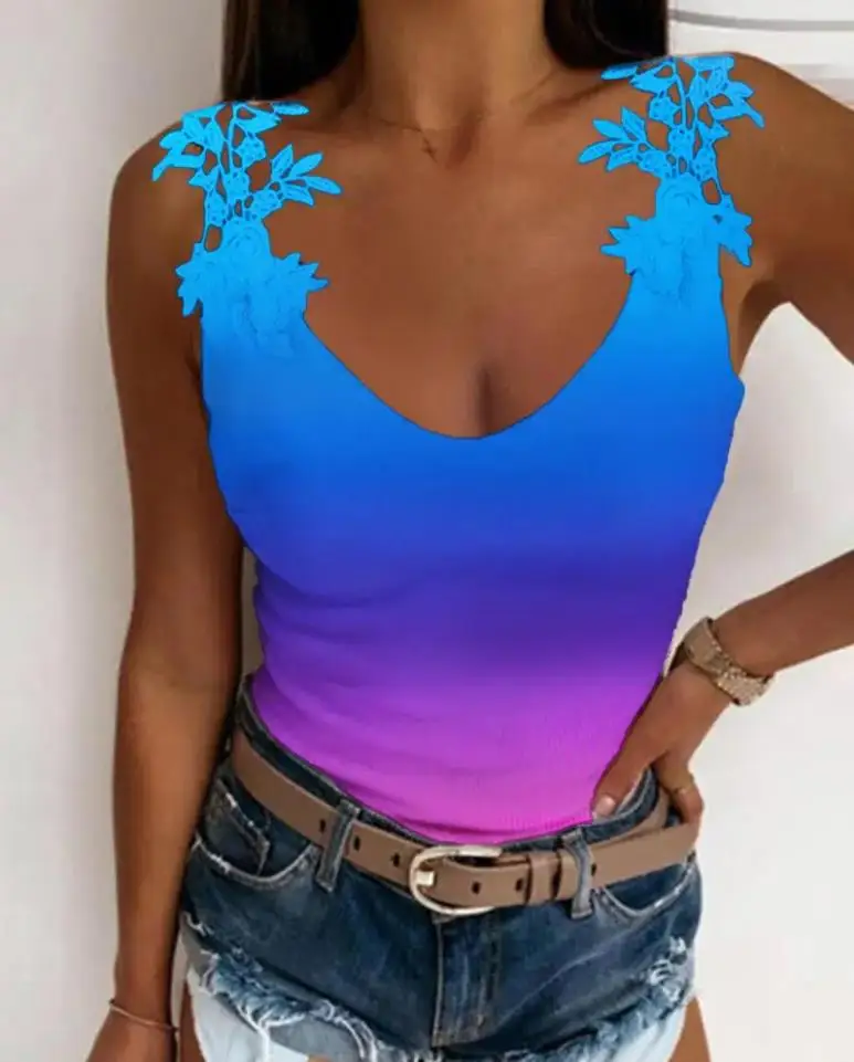 Top Women Summer 2022 Casual Fashion Contrast Lace V-Neck Sleeveless Skinny Tank Top
Top Women Summer 2022 Casual Fashion Contrast Lace V-Neck Sleeveless Skinny Tank Top