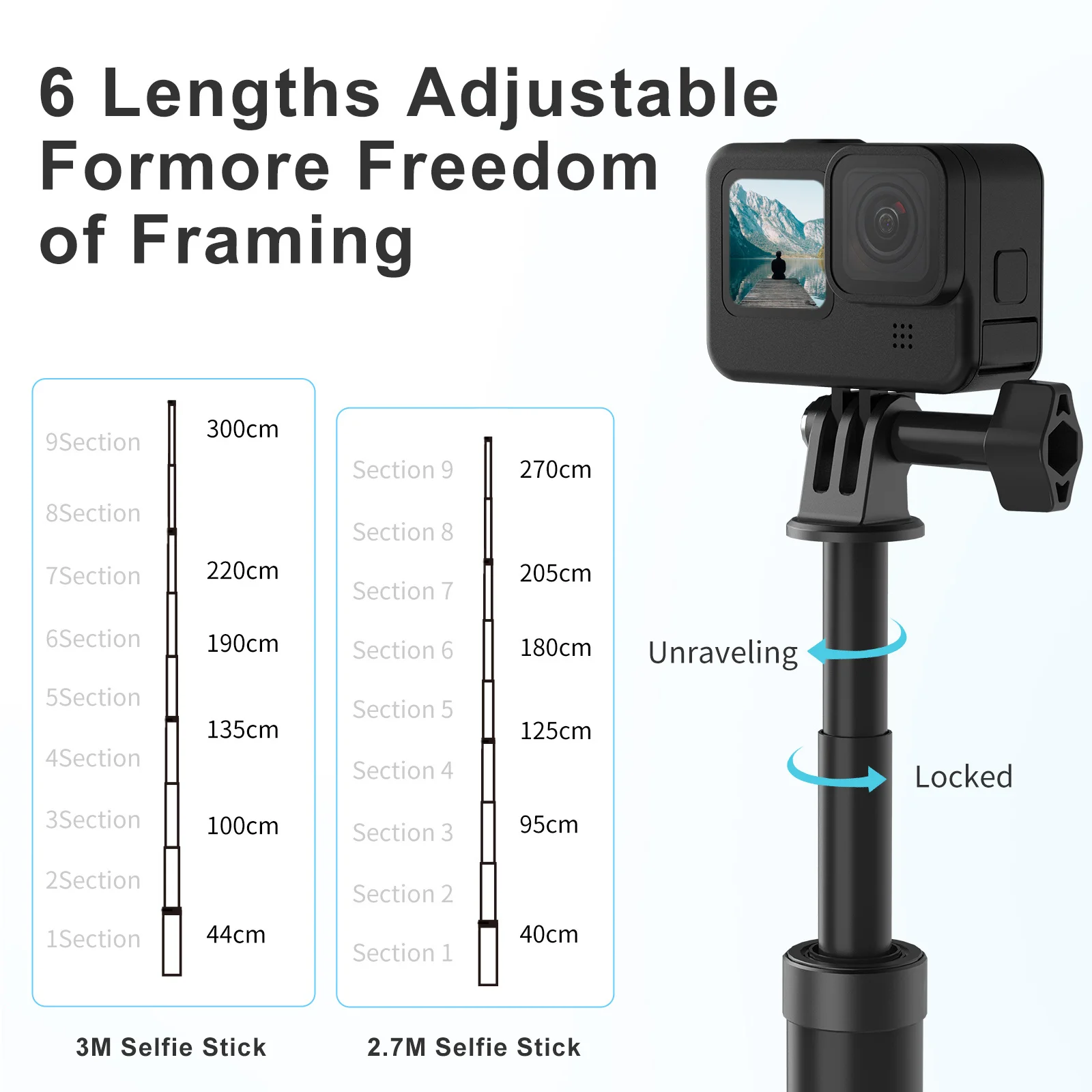118''/3M Ultra Long Monopod Carbon Fiber Selfie Stick For GoPro Hero 10 9 8 7 6 5 4 Max Insta360 One X One R Osmo Action Genuine
118''/3M Ultra Long Monopod Carbon Fiber Selfie Stick For GoPro Hero 10 9 8 7 6 5 4 Max Insta360 One X One R Osmo Action Genuine