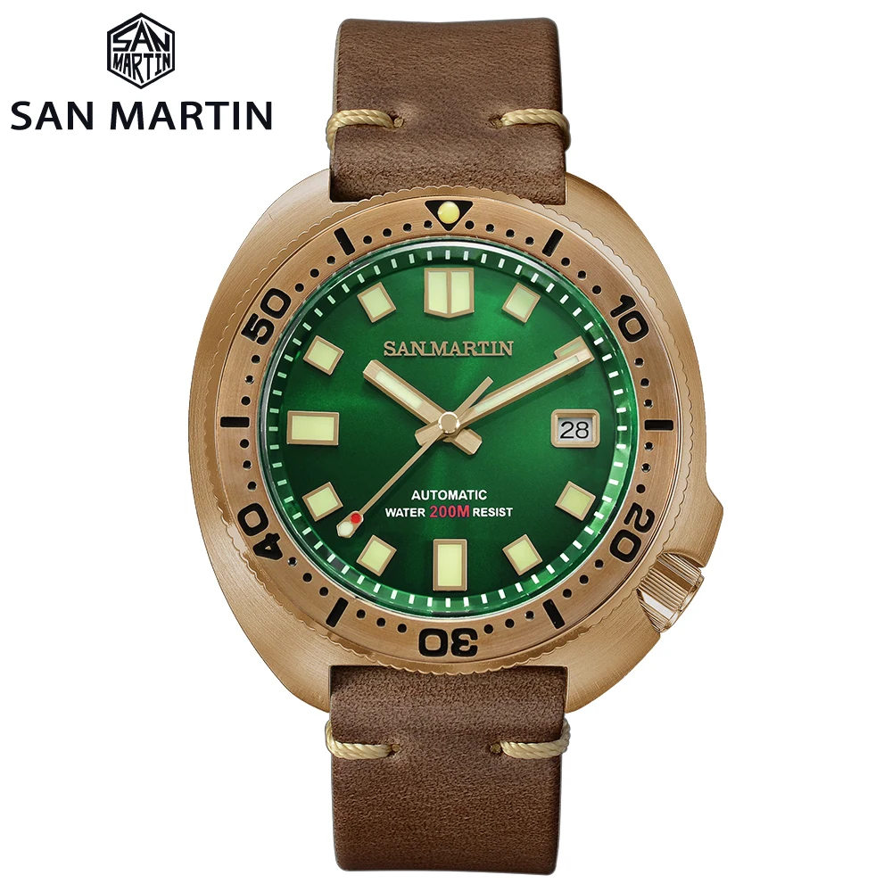 San Martin Abalone Bronze Diver Men Mechanical Watch Luminous Water Resistant 200M Leather Strap Stylish Sapphire Relojes часы
San Martin Abalone Bronze Diver Men Mechanical Watch Luminous Water Resistant 200M Leather Strap Stylish Sapphire Relojes часы