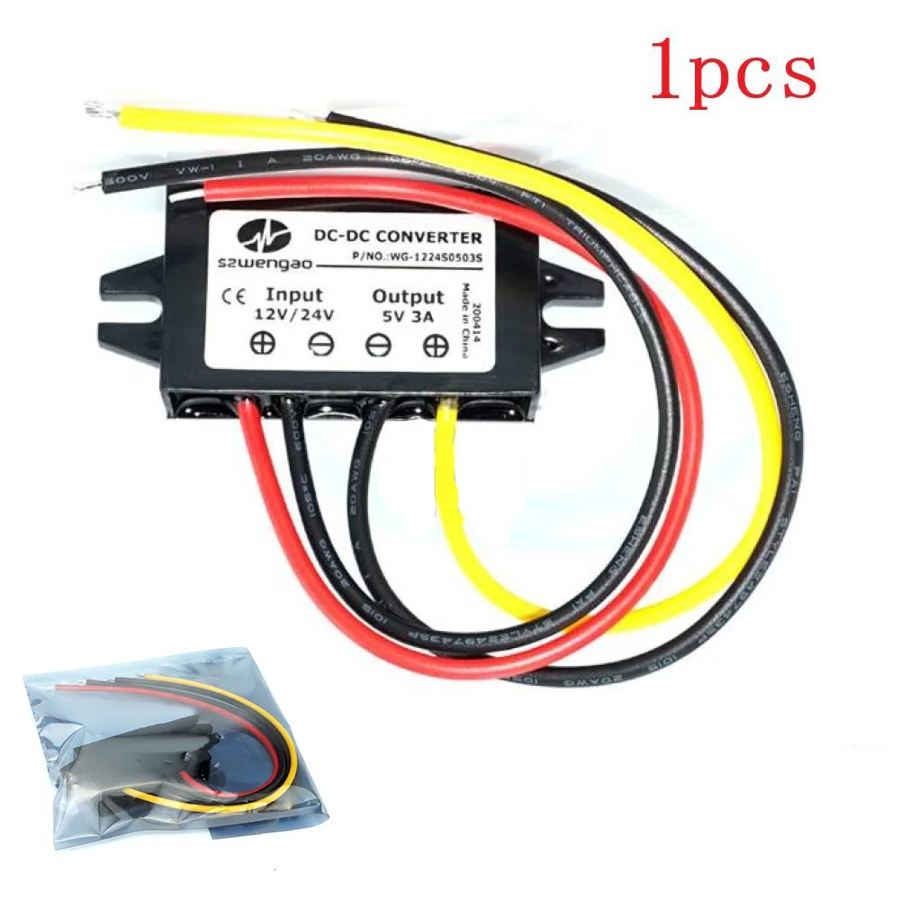 Car Power Converter 46x27x14mm Black DC-DC Converter 12V Step Down To 5V Power Supply Module 3A 15W Car Power Converter CPT
Car Power Converter 46x27x14mm Black DC-DC Converter 12V Step Down To 5V Power Supply Module 3A 15W Car Power Converter CPT