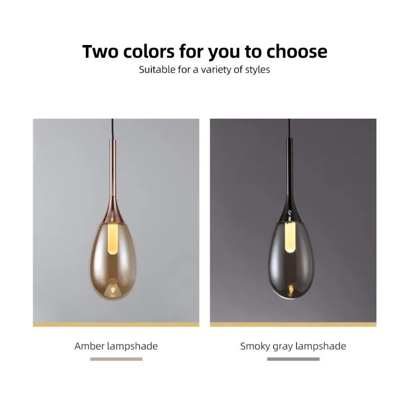 Grey Glass Led Pendant Modern Smoke Lights for Kitchen Island Water Drop Hanging Lamp Restaurant Bar Dining Living Room
Grey Glass Led Pendant Modern Smoke Lights for Kitchen Island Water Drop Hanging Lamp Restaurant Bar Dining Living Room