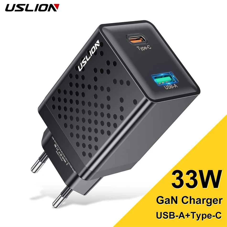 USLION 33W GaN USB C PD Charger Fast Charging For iPhone 14 13 12 Max Pro For iPad For Xiaomi Poco Samsung KR/AU/EU/US Charger
USLION 33W GaN USB C PD Charger Fast Charging For iPhone 14 13 12 Max Pro For iPad For Xiaomi Poco Samsung KR/AU/EU/US Charger