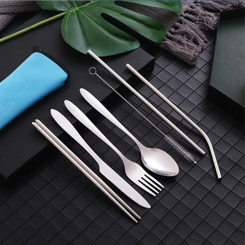 7pcs/lot Flatware Set Forks Spoons Chopsticks Set Portable Tablewear Set Stainless Steel Reusable Metal Chopstick Flatware
7pcs/lot Flatware Set Forks Spoons Chopsticks Set Portable Tablewear Set Stainless Steel Reusable Metal Chopstick Flatware
