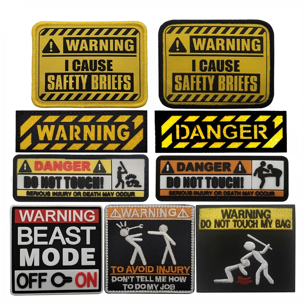 Warning DANGER Reflective Hook and Loop Patches for Clothing Warning Notice Sticker Badges on Backpack Hat Embroidery Patch
Warning DANGER Reflective Hook and Loop Patches for Clothing Warning Notice Sticker Badges on Backpack Hat Embroidery Patch