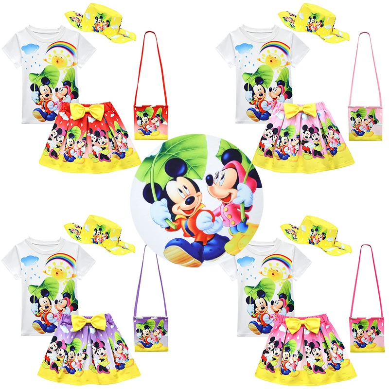 Minnie Princess Girls' Suit Skirt Short Sleeved Bow-knot Short Skirt Bag Hat Disney Anime Mickey Mouse Cartoon Printed Summer
Minnie Princess Girls' Suit Skirt Short Sleeved Bow-knot Short Skirt Bag Hat Disney Anime Mickey Mouse Cartoon Printed Summer