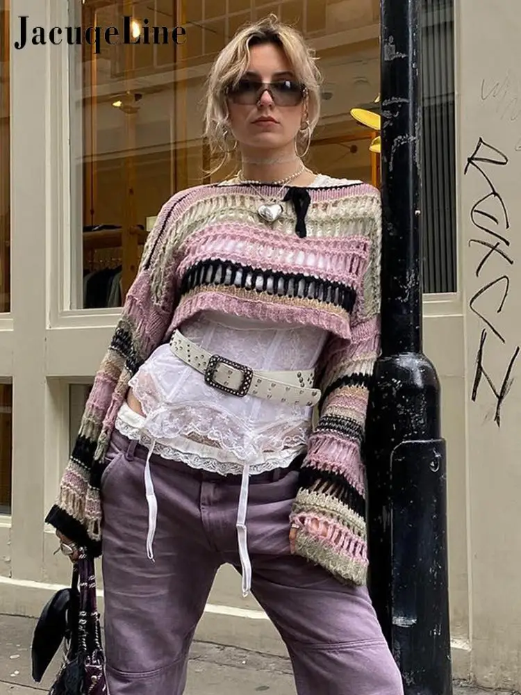Pullover Knit Crop Tops 2023 Spring Summer Y2K Clothes Fashion Jacqueline Patchwork Stripe Smock T Shirts Women Hollow Out Loose
Pullover Knit Crop Tops 2023 Spring Summer Y2K Clothes Fashion Jacqueline Patchwork Stripe Smock T Shirts Women Hollow Out Loose