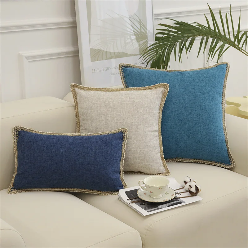 Cotton Linen Lace Pillow Cover Sofa Sitting Room Pillow Solid Color Office Waist Protection Bedside Backrest Cushion 
Cotton Linen Lace Pillow Cover Sofa Sitting Room Pillow Solid Color Office Waist Protection Bedside Backrest Cushion
