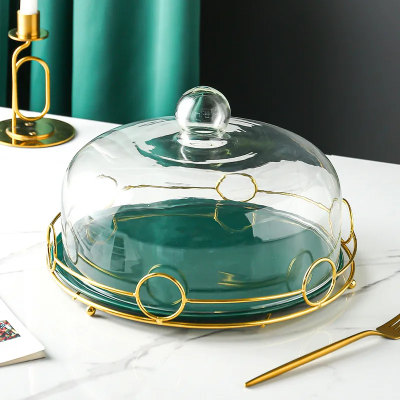 Nordic Light Luxury Ceramic Cake Plate Dessert Table Decoration Display Shelf Tray with Glass Cover Dining Table Display Plate 
Nordic Light Luxury Ceramic Cake Plate Dessert Table Decoration Display Shelf Tray with Glass Cover Dining Table Display Plate