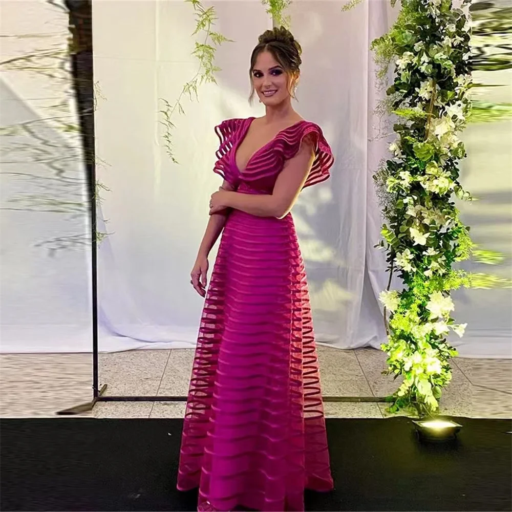 Fashion Line Long Cap Sleeves V Neck Evening Dresses Sexy Floor Length Elegant Prom Dress Women Party Gowns New in 2023
Fashion Line Long Cap Sleeves V Neck Evening Dresses Sexy Floor Length Elegant Prom Dress Women Party Gowns New in 2023