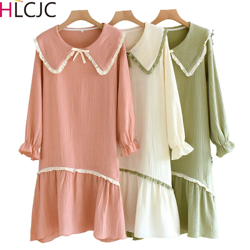 Women Summer Cotton Crepe Long Sleeve Sleep Tops Dropshipping Nighty Princess Style Girls Nightgowns Womens Solid Sleeping Dress
Women Summer Cotton Crepe Long Sleeve Sleep Tops Dropshipping Nighty Princess Style Girls Nightgowns Womens Solid Sleeping Dress