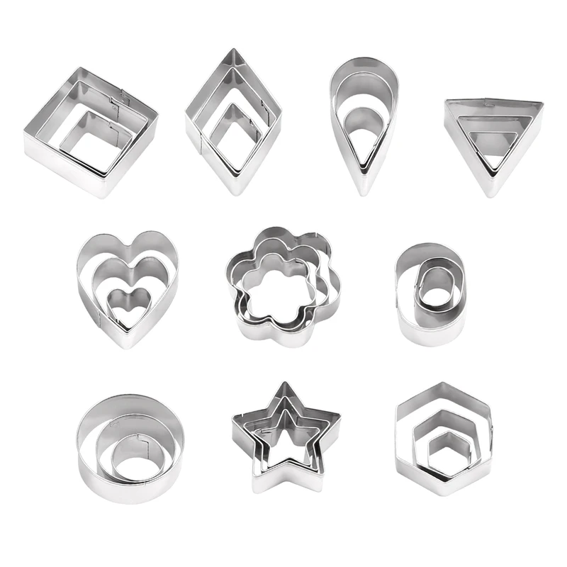 

Cookie Cutter, 30 Tiny Stamps Of Flower, Heart, Star, Geometric Shapes -For Out Pastry Dough, Pie Crust & Fruit, Fondant