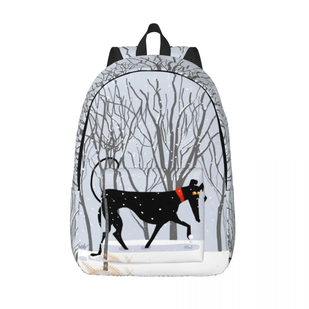 

Winter Hound Travel Canvas Backpack School Computer Bookbag Greyhound Whippet Sighthound Dog College Student Daypack Bags