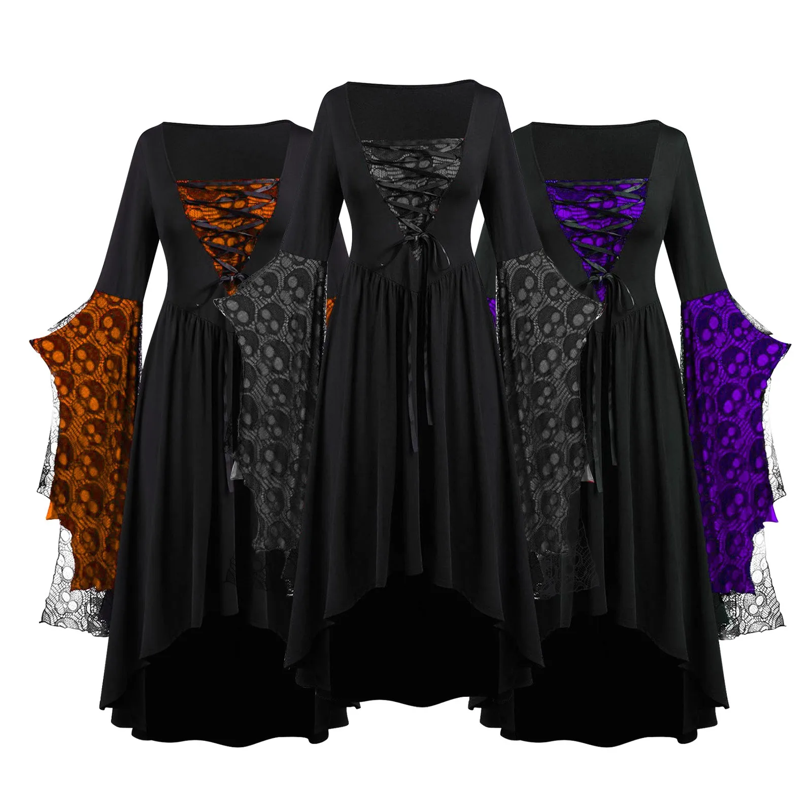 Women's Gothic Dress Steampunk Vintage Dress Halloween Party Dresses Long Sleeve Lace Splicing Medieval Witch Cosplay Costume
Women's Gothic Dress Steampunk Vintage Dress Halloween Party Dresses Long Sleeve Lace Splicing Medieval Witch Cosplay Costume