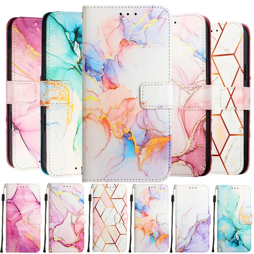 

Luxury Marble Flip Leather Case For Xiaomi POCO M2 M3 M4 X3 X4 X5 F5 Pro Nfc Gt M5 M5S C3 C40 C55 Wallet Card Slot Book Cover