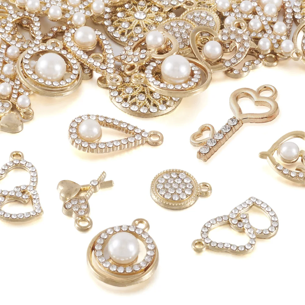 36 шт. подвески из сплава со стразами и пластиком имитация жемчуга очаровательные