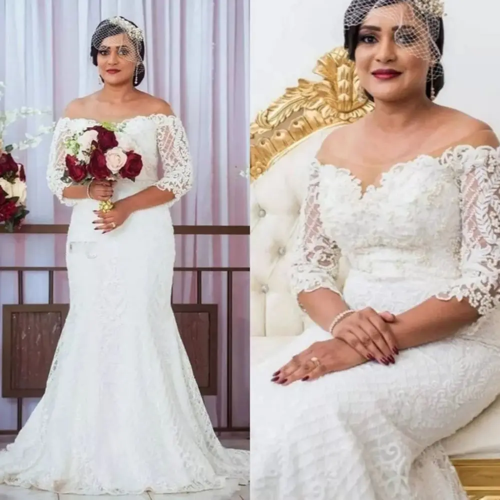Женское свадебное платье с открытыми плечами, кружевное платье с длинными рукавами и шлейфом, свадебное платье с юбкой-годе в арабском стил... 
Женское свадебное платье с открытыми плечами, кружевное платье с длинными рукавами и шлейфом, свадебное платье с юбкой-годе в арабском стил...