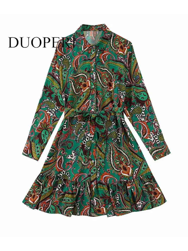 Женское модное однобортное мини-платье DUOPERI с поясом и принтом, винтажные женские шикарные платья с отложным воротником и длинным рукавом
Женское модное однобортное мини-платье DUOPERI с поясом и принтом, винтажные женские шикарные платья с отложным воротником и длинным рукавом