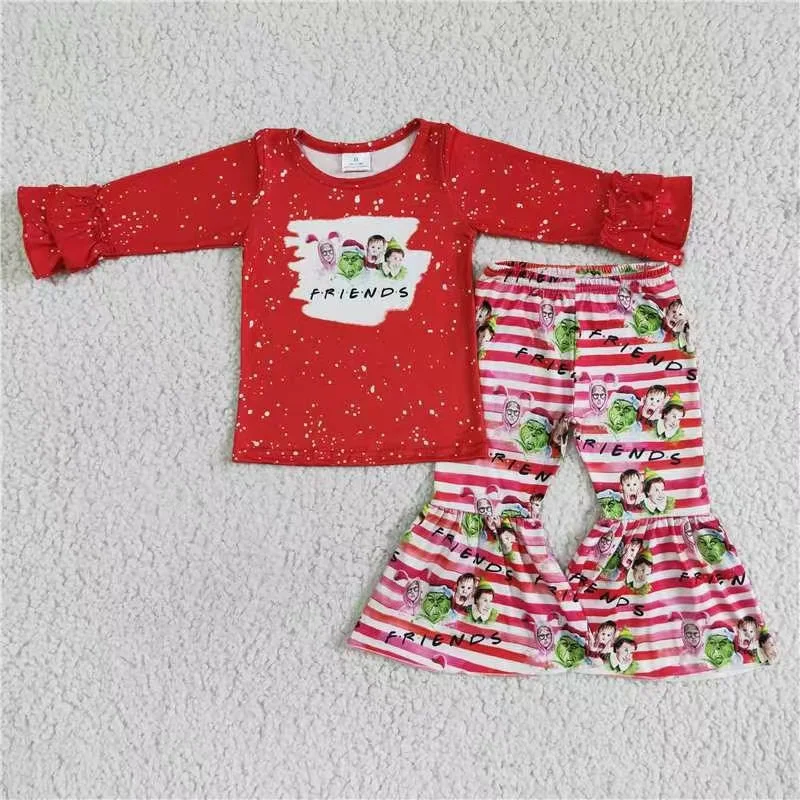 Toddler girls Christmas Friends Outfits Cartoon Clothing Bell Bottom Pants Children baby Red Sets Kids Hot sale clothes
Toddler girls Christmas Friends Outfits Cartoon Clothing Bell Bottom Pants Children baby Red Sets Kids Hot sale clothes