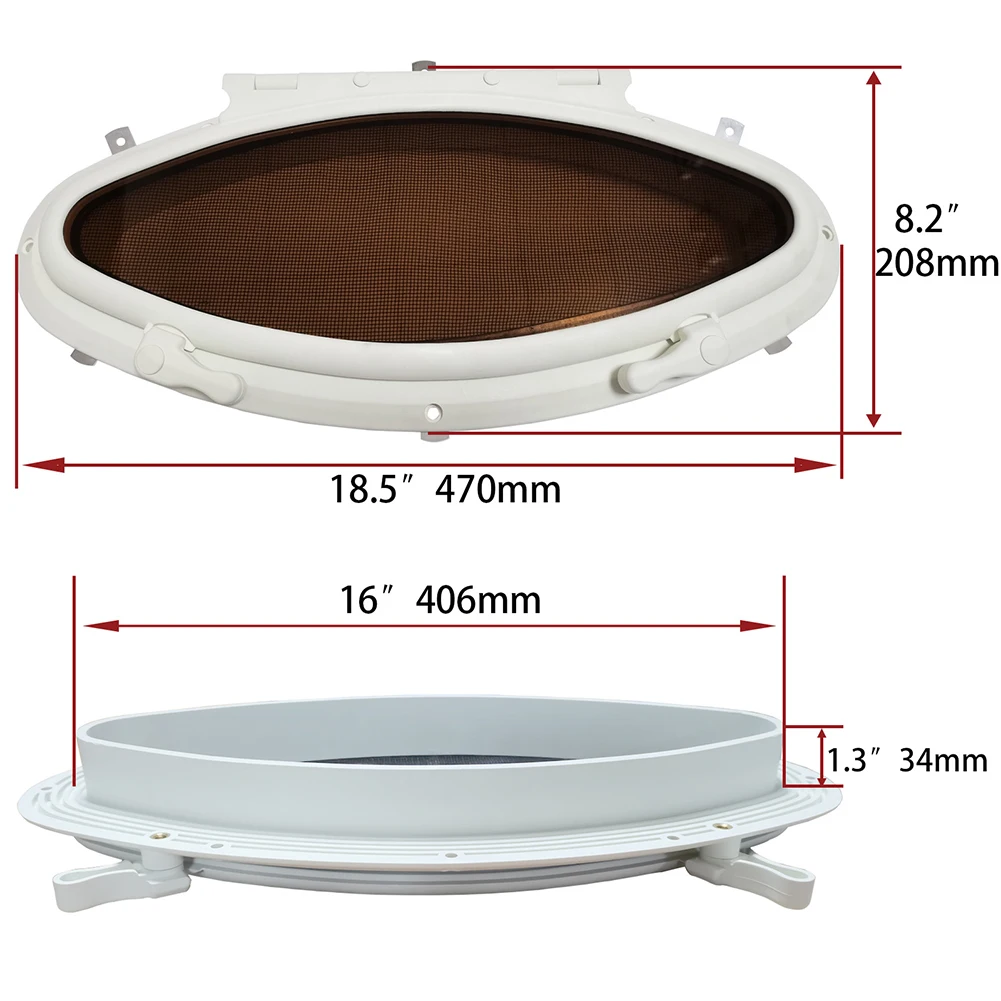 Brand New Marine Portlight Parts Opening Oval Shape Plastic RV Replacement Ship UV Resistant W/ Mounting Frame
Brand New Marine Portlight Parts Opening Oval Shape Plastic RV Replacement Ship UV Resistant W/ Mounting Frame