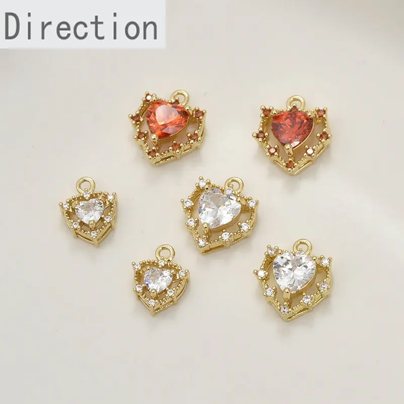 Подвеска в виде сердца из белого циркония с полым цирконием, 14 карат золота, сделай сам, браслет, ожерелье, серьги, ювелирные изделия, подвеск... 
Подвеска в виде сердца из белого циркония с полым цирконием, 14 карат золота, сделай сам, браслет, ожерелье, серьги, ювелирные изделия, подвеск...