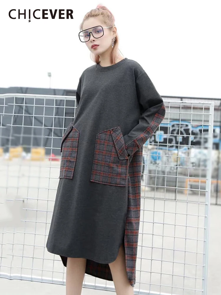 CHICEVER Irregular Colorblock Midi Dress For Women Round Neck Long Sleeve Patchwork Plaid Dresses Female Autumn Fashion Clothing
CHICEVER Irregular Colorblock Midi Dress For Women Round Neck Long Sleeve Patchwork Plaid Dresses Female Autumn Fashion Clothing