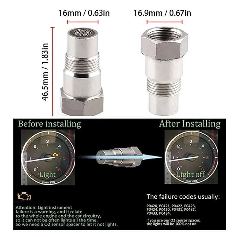 Car Oxygen O2 Sensor Adapter CEL Fix Check Engine Light Eliminator SS304 + Stainless Steel Filter Mesh Fit For OFF ROAD Only
Car Oxygen O2 Sensor Adapter CEL Fix Check Engine Light Eliminator SS304 + Stainless Steel Filter Mesh Fit For OFF ROAD Only
