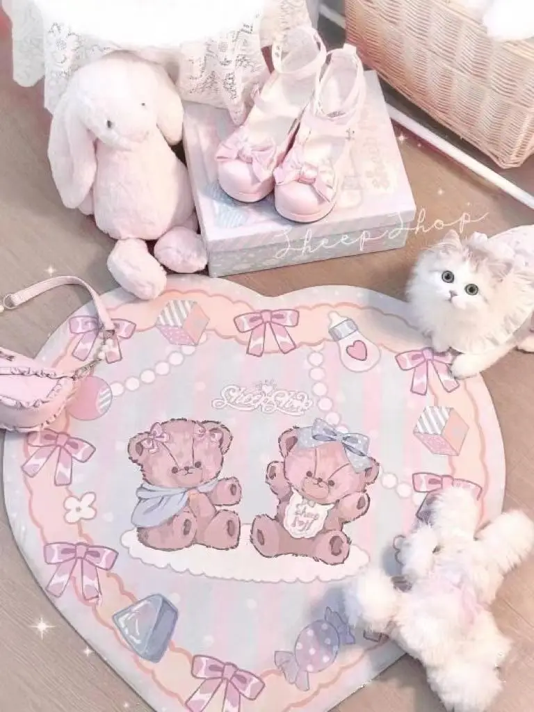 Cute Bear Pluch Soft Mat Carpet Pink Kawaii Heart-shape Bedside Non-slip Fault Wool Furry Carpet Bedroom Absorbent Mat for Kids
Cute Bear Pluch Soft Mat Carpet Pink Kawaii Heart-shape Bedside Non-slip Fault Wool Furry Carpet Bedroom Absorbent Mat for Kids