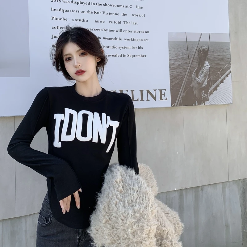 New Women's Clothing 2022 Spring Simple casual long sleeve letter T-shirt split top blusa feminina
New Women's Clothing 2022 Spring Simple casual long sleeve letter T-shirt split top blusa feminina