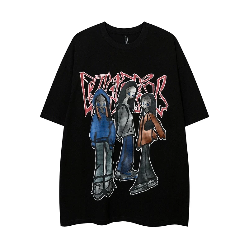 Футболка мужская оверсайз с короткими рукавами, хлопковая рубашка с мультяшными персонажами в стиле ретро, свободная уличная одежда, лето 
Футболка мужская оверсайз с короткими рукавами, хлопковая рубашка с мультяшными персонажами в стиле ретро, свободная уличная одежда, лето