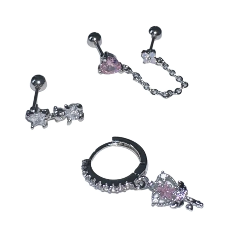 3x Stick Earring Pink Heart Flower Fringe Chain Earring Dangle Earring Jewelry Women Girl Ornament
3x Stick Earring Pink Heart Flower Fringe Chain Earring Dangle Earring Jewelry Women Girl Ornament