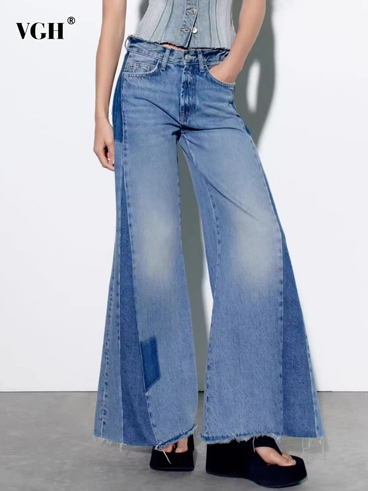 VGH Casual Raw Hem Denim Pants For Women High Waist Spliced Pocket Casual Straight Wide Leg Pant Female Summer Clothing 2023 New
VGH Casual Raw Hem Denim Pants For Women High Waist Spliced Pocket Casual Straight Wide Leg Pant Female Summer Clothing 2023 New